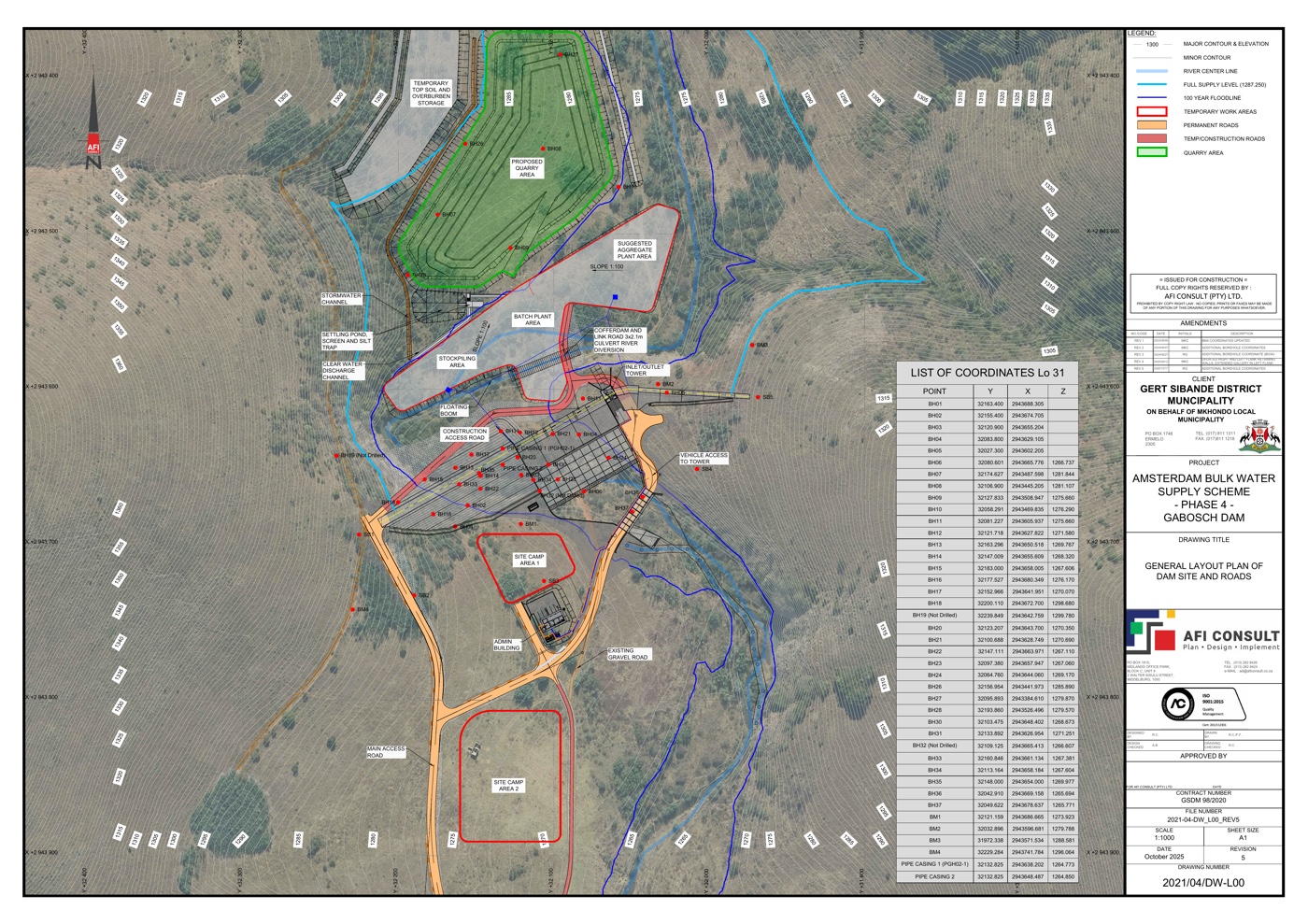 Gabosch Dam Phase 4 general layout plan of the dam site and roads