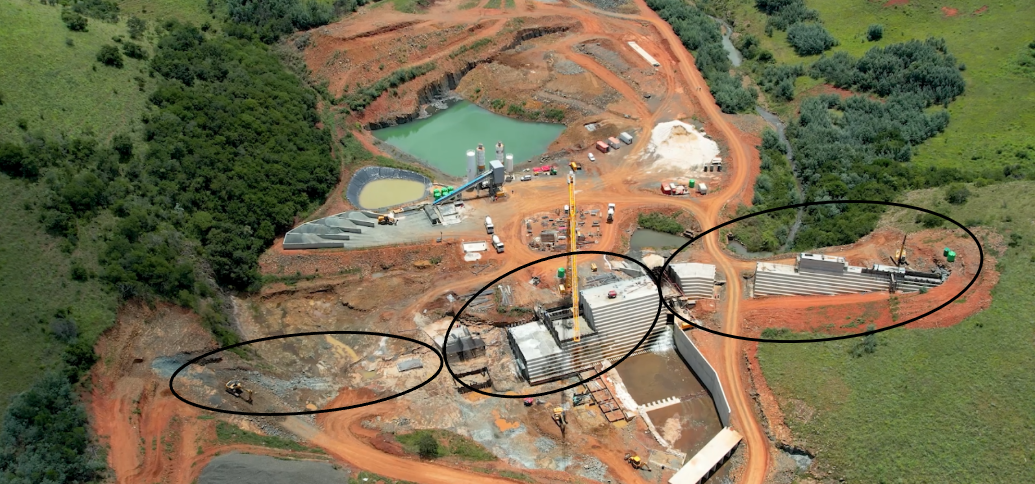 Annotated aerial image of Gabosch Dam construction